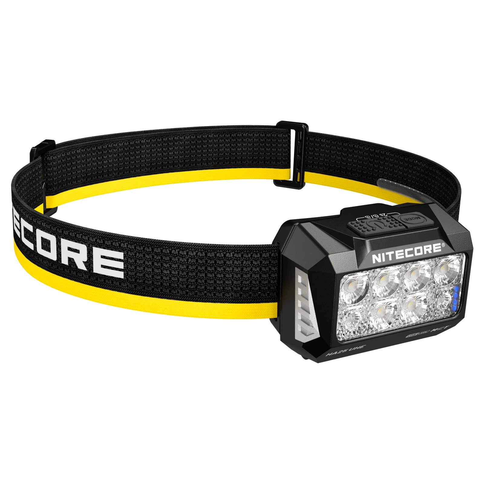 Nitecore HA25 UHE – LED Stirnlampe mit 3 Lichtfarben, 800 Lumen, Rotlicht, USB-C Akku – Kopfband und Tragesystem – Detailansicht 1