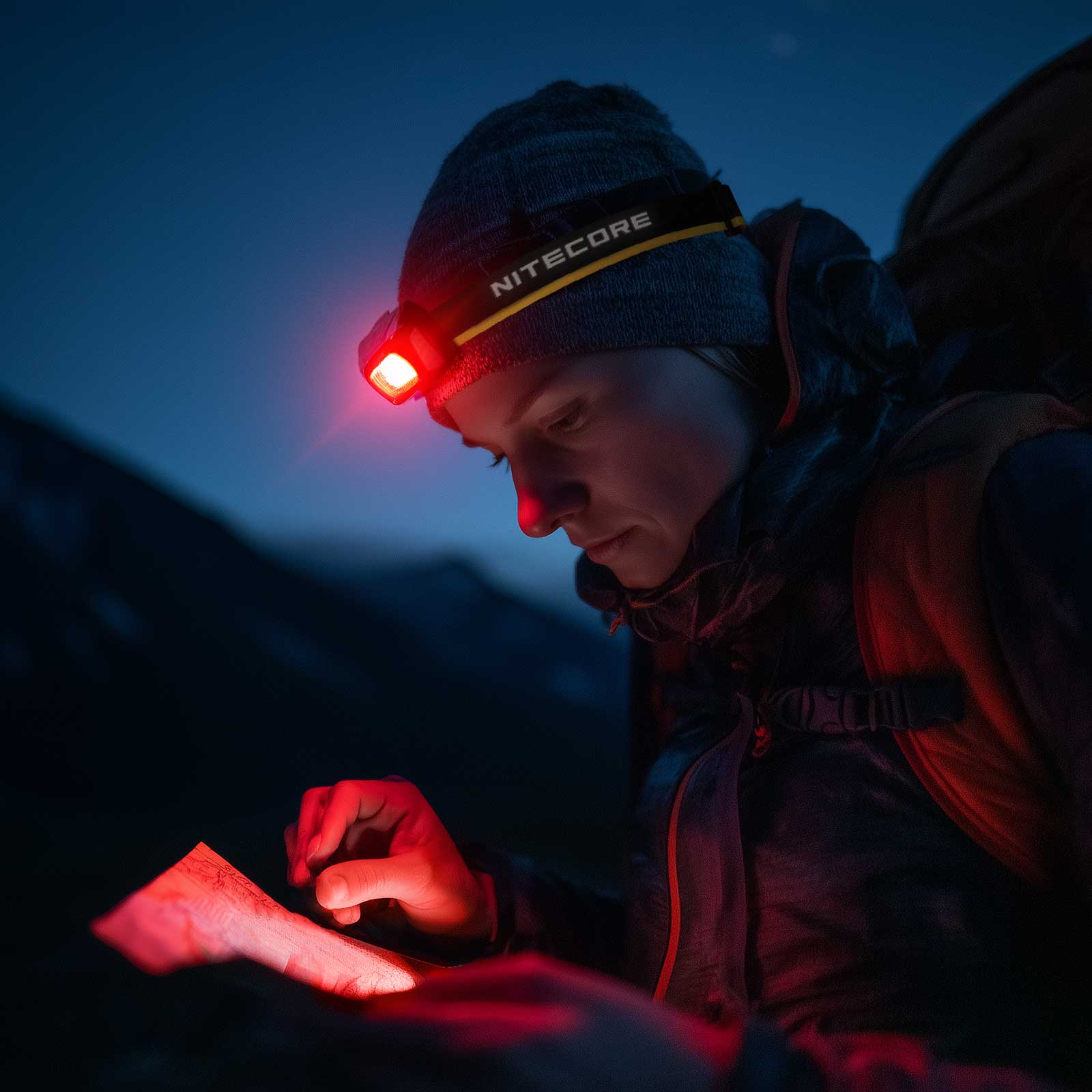 Nitecore HA25 UHE – LED Stirnlampe mit 3 Lichtfarben, 800 Lumen, Rotlicht, USB-C Akku – Kopfband und Tragesystem, Rotlicht