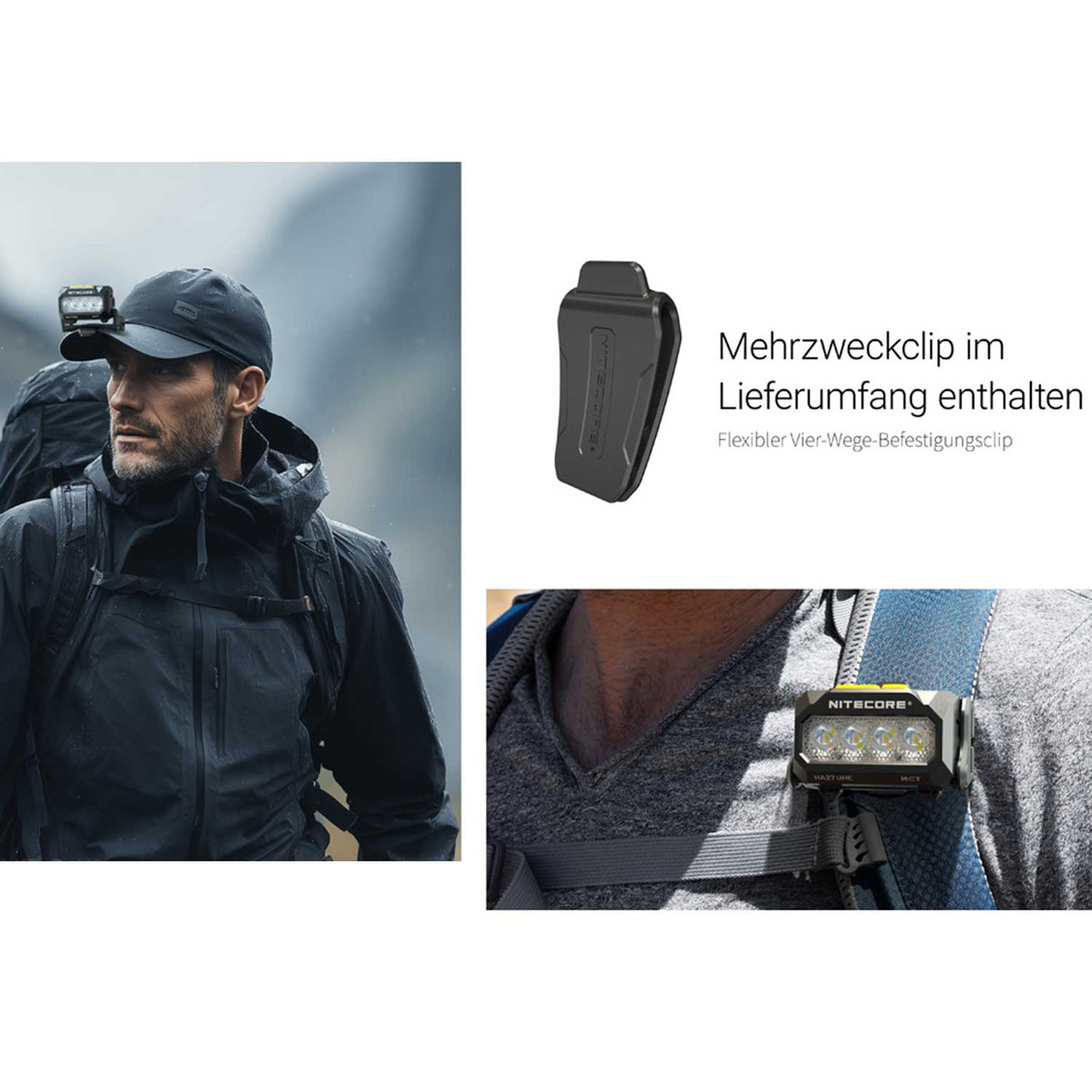 Nitecore HA27 UHE Stirnlampe – 800 Lumen mit Akku & AAA-Betrieb USB-C – Detailansicht