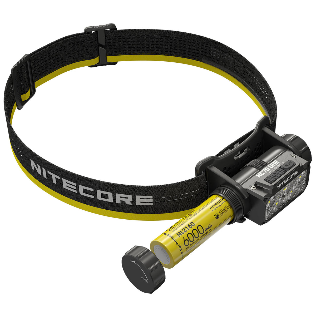 Nitecore HC70 UHE LED Stirnlampe 1600 Lumen, 156m Leuchtweite, Akku, 6000mAh, USB-C – Detailansicht