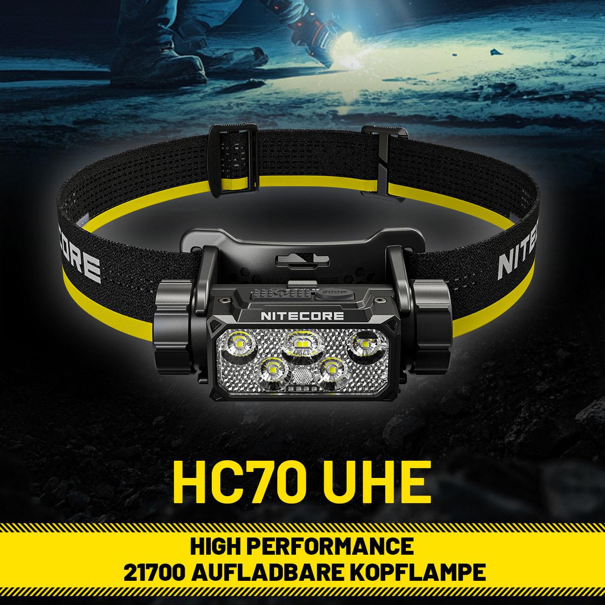 Nitecore HC70 UHE LED Stirnlampe 1600 Lumen, 156m Leuchtweite, Akku, 6000mAh, USB-C