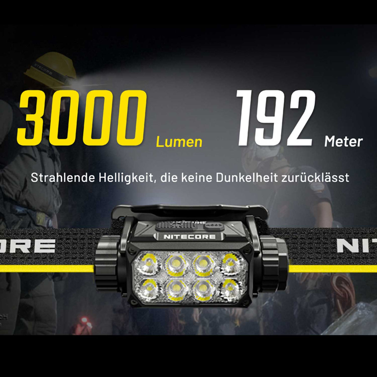 Nitecore HC75 UHE – LED-Stirnlampe mit 3000 Lumen, USB-C, Rotlicht & Fokusfunktion – Detailansicht