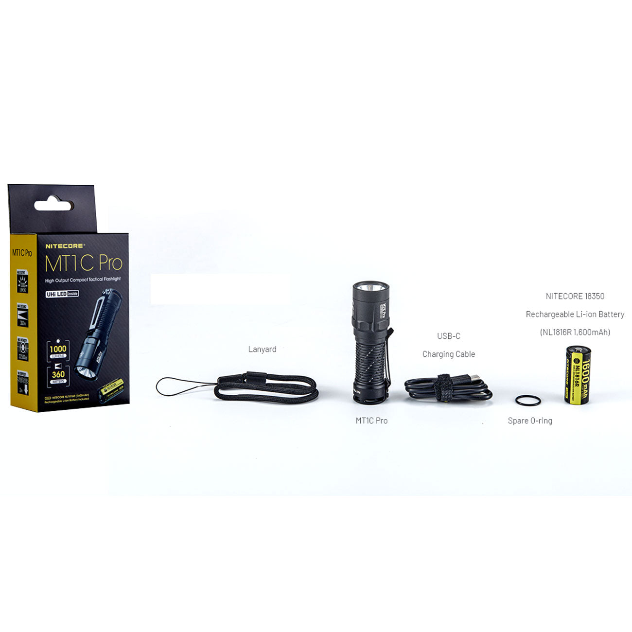 Nitecore MT1C PRO LED Taschenlampe 1000 Lumen mit USB-C Akku – Detailansicht