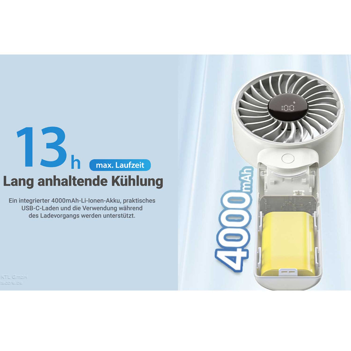 Nitecore NEF03 PRO – faltbarer Handventilator mit 5 Stufen & OLED-Display – Detailansicht