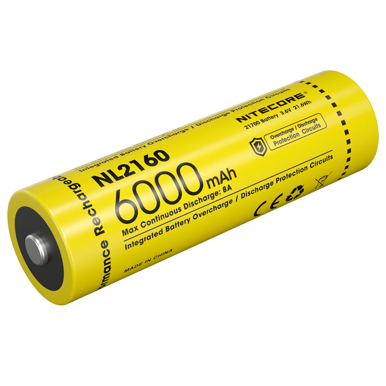 Nitecore Li-Ion Akku NL2160 21700 3,6V 6000mAH 8A Schutzschaltung