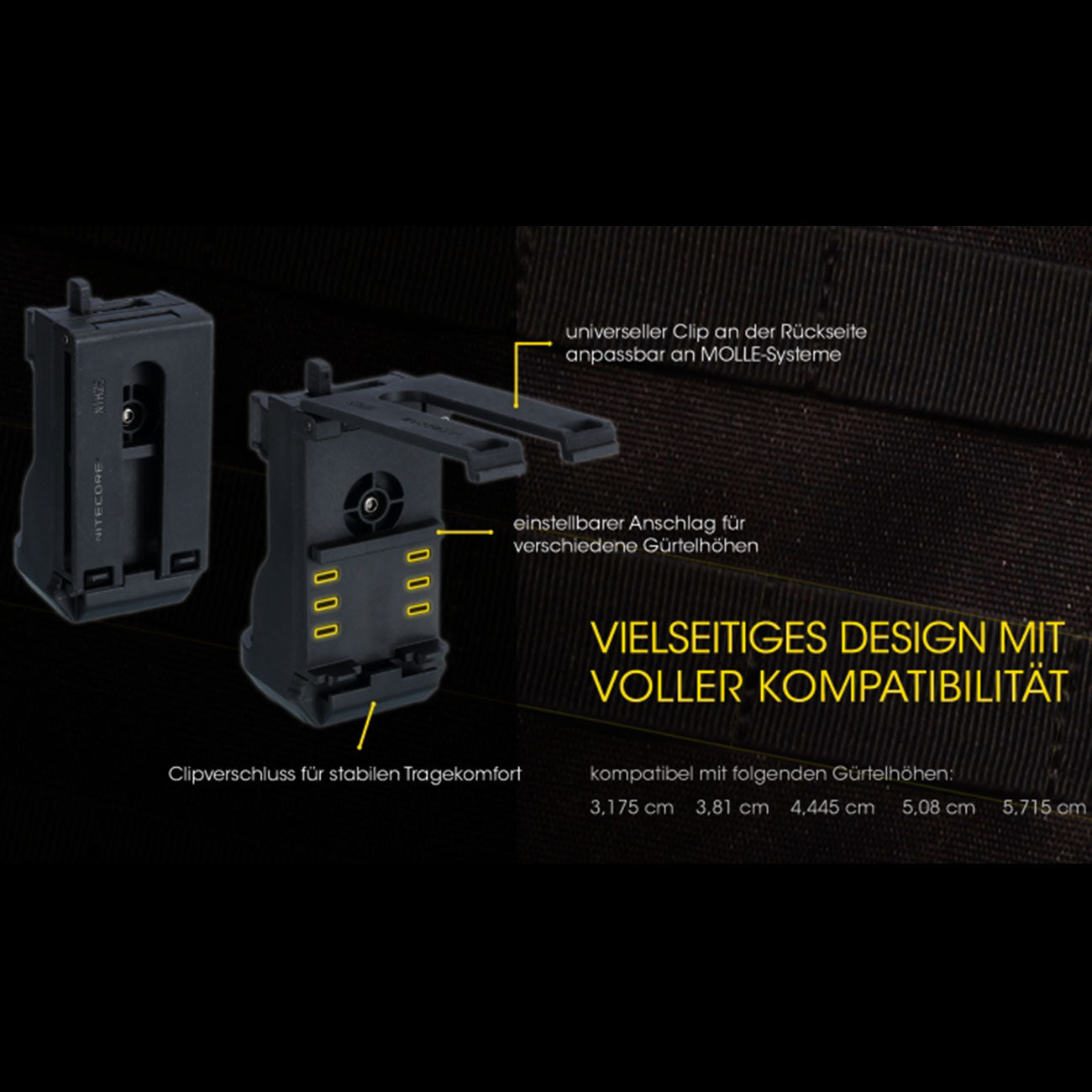 Nitecore Tactical Holster für Taschenlampen – NTH10, NTH20 & NTH25 – Detailansicht