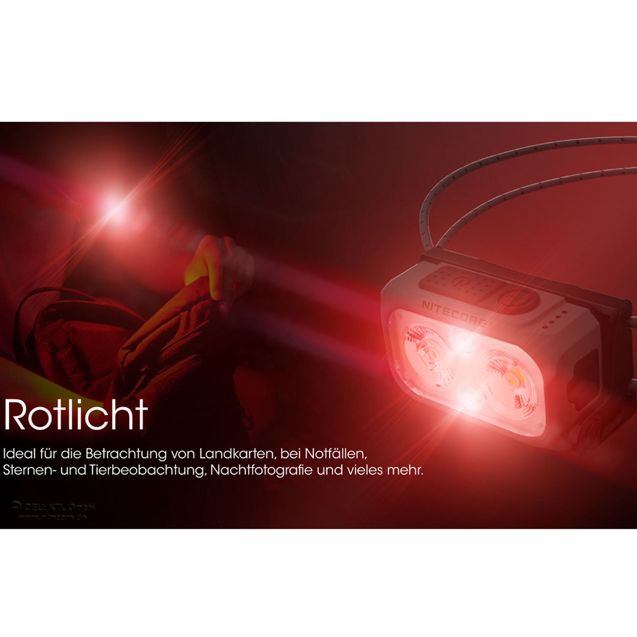 Nitecore NU21 weiß - LED Stirnlampe 360 Lumen mit Rotlicht & USB-C ultraleicht – Detailansicht