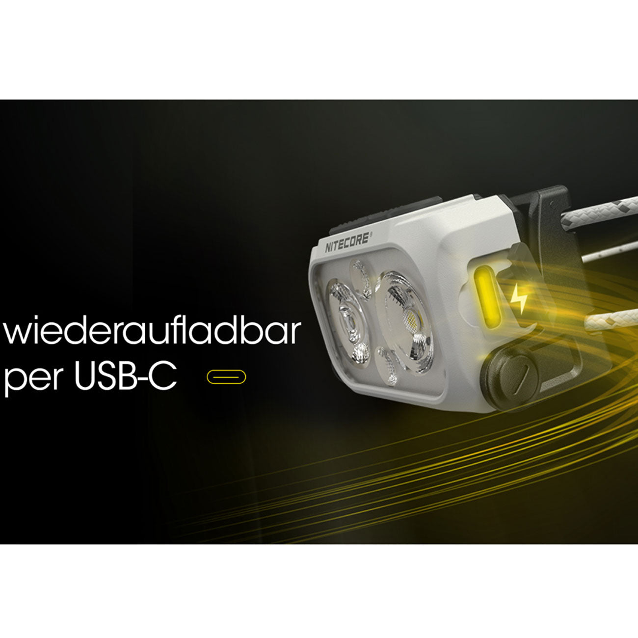 Nitecore NU21 weiß - LED Stirnlampe 360 Lumen mit Rotlicht & USB-C ultraleicht – Detailansicht