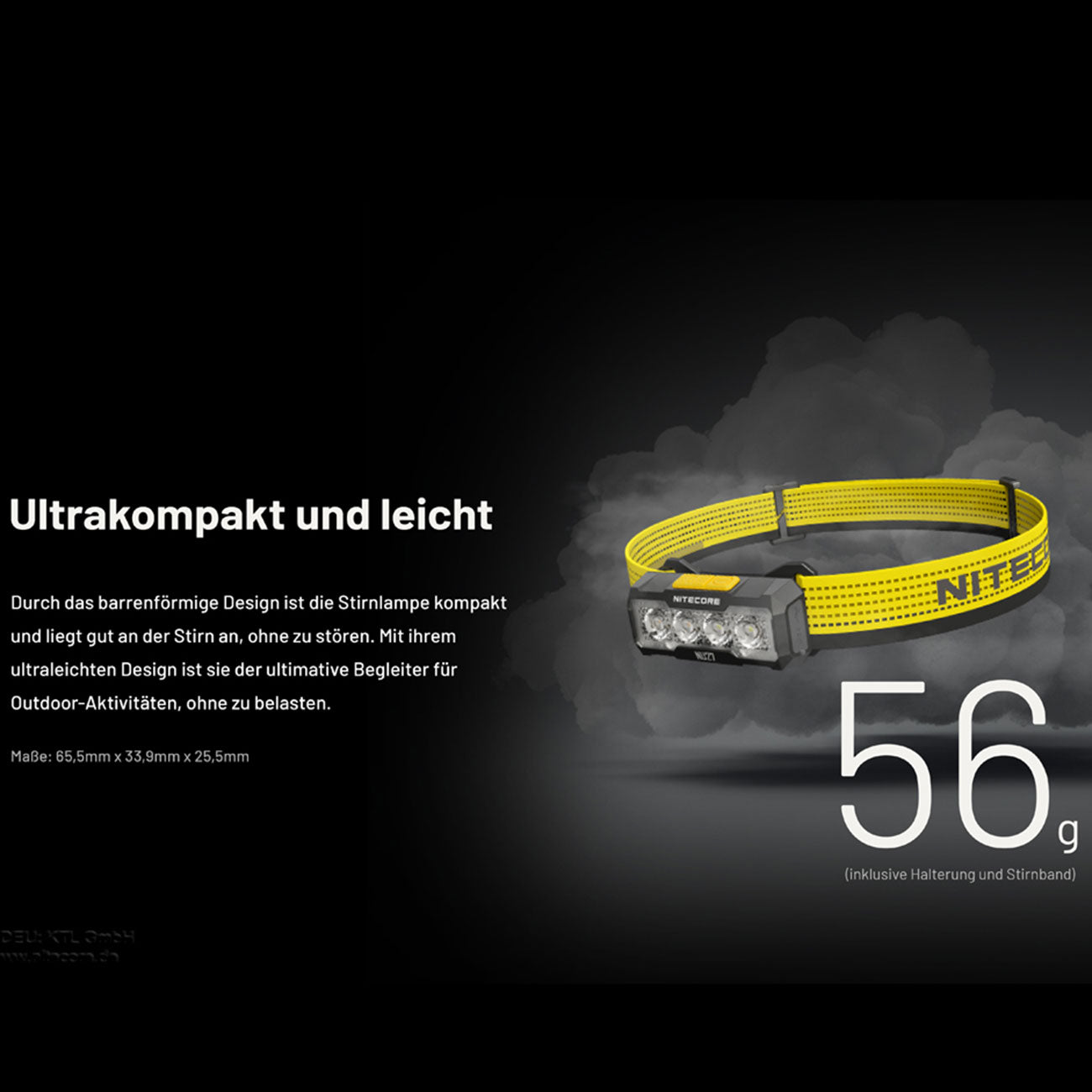 Nitecore NU27 Multi-Color-Temperatur-LED Stirnlampe 600 Lumen, 123m Leuchtweite – Detailansicht