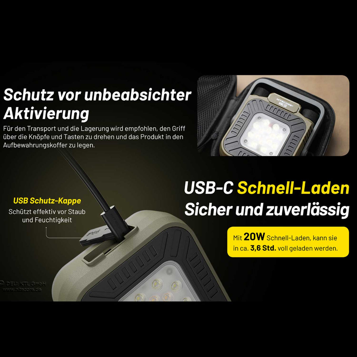 Nitecore NWL30 – 3000 Lumen LED Campinglampe & Arbeitsleuchte mit Mückenabwehrfunktion – Detailansicht