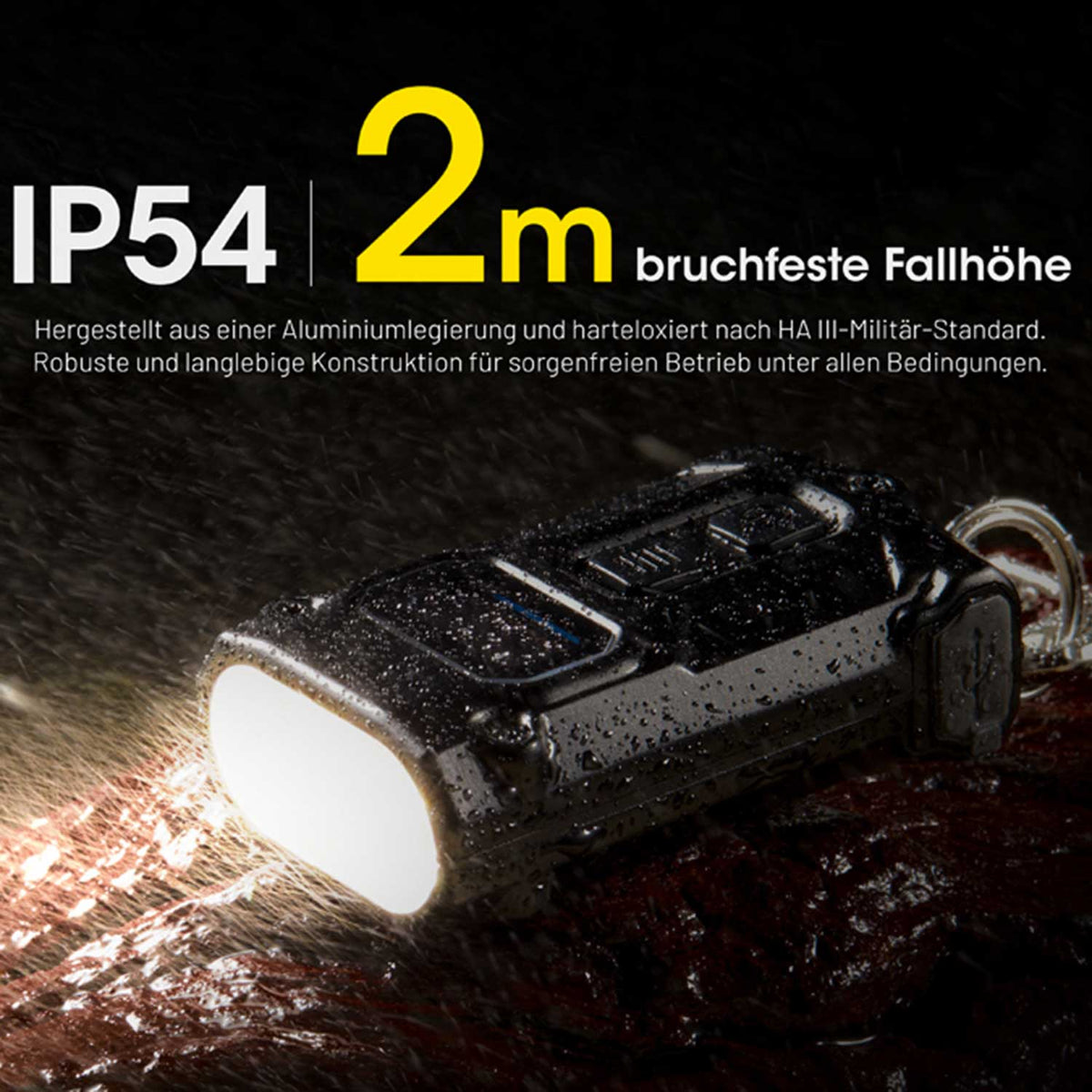 Nitecore TINI 3 LED Schlüsselbundlampe 600 Lumen 3000k-6500k USB-C in 3 Farben – Detailansicht