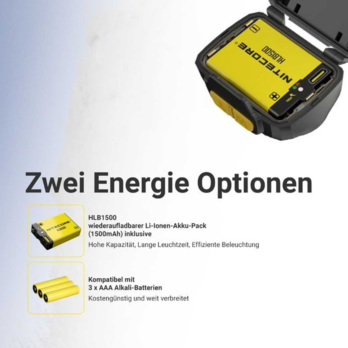 Nitecore UT27 MCT – Stirnlampe mit 800 Lumen, 3 Lichtfarben, Rotlicht & USB-C – Detailansicht