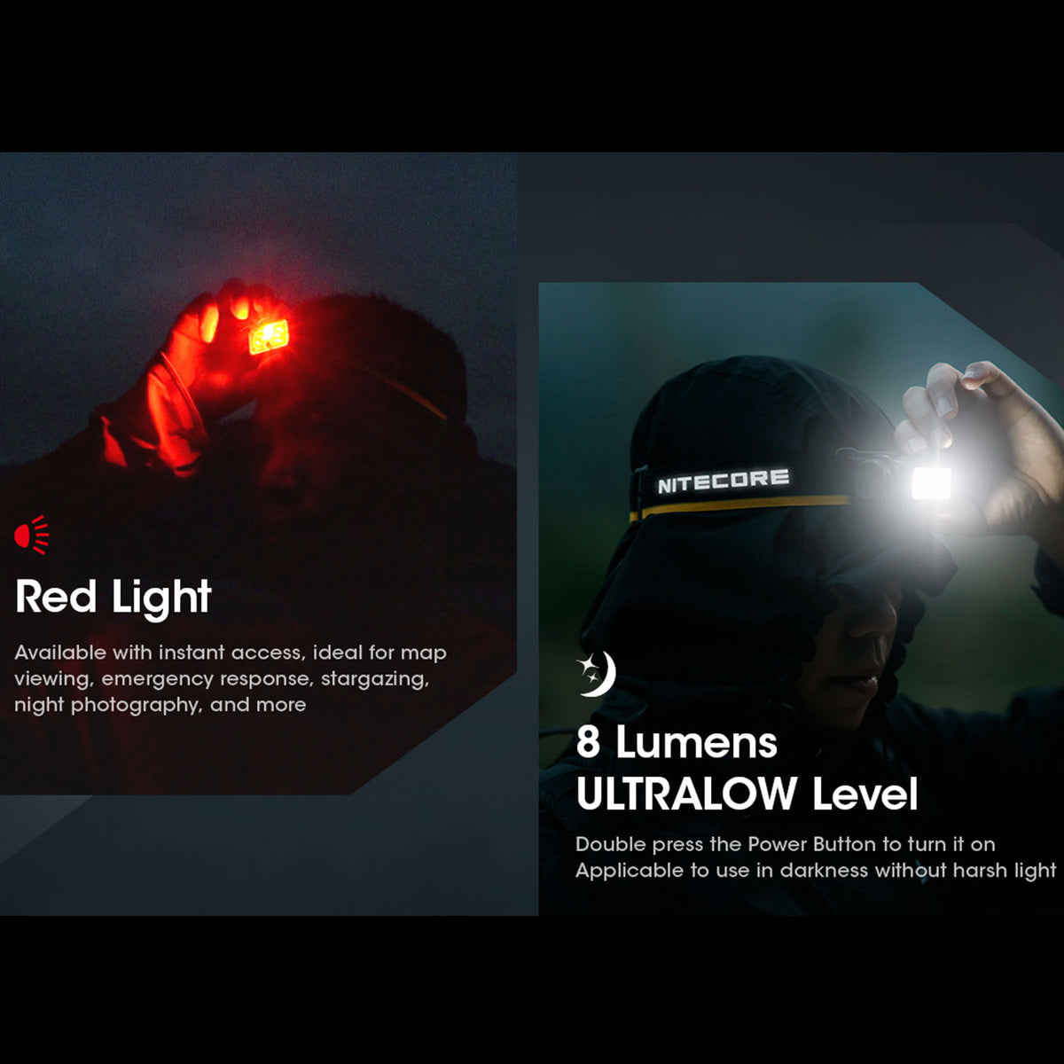 Nitecore NU50 LED Stirnlampe 1400 Lumen + Rotlicht Wiederaufladbar – Detailansicht