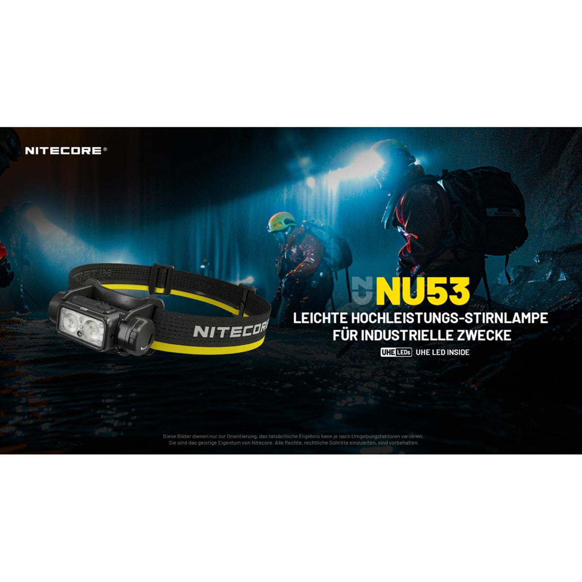 Nitecore NU53 - 1800 Lumen LED Stirnlampe, Akku, Diffusorbeutel, leicht, Rotlicht – Detailansicht