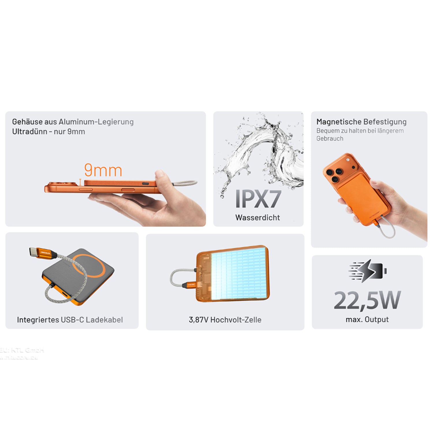 Nitecore POCKET 5 – magnetische Powerbank mit 5000mAh und USB-C Kabel – Produktansicht – Detailansicht 3