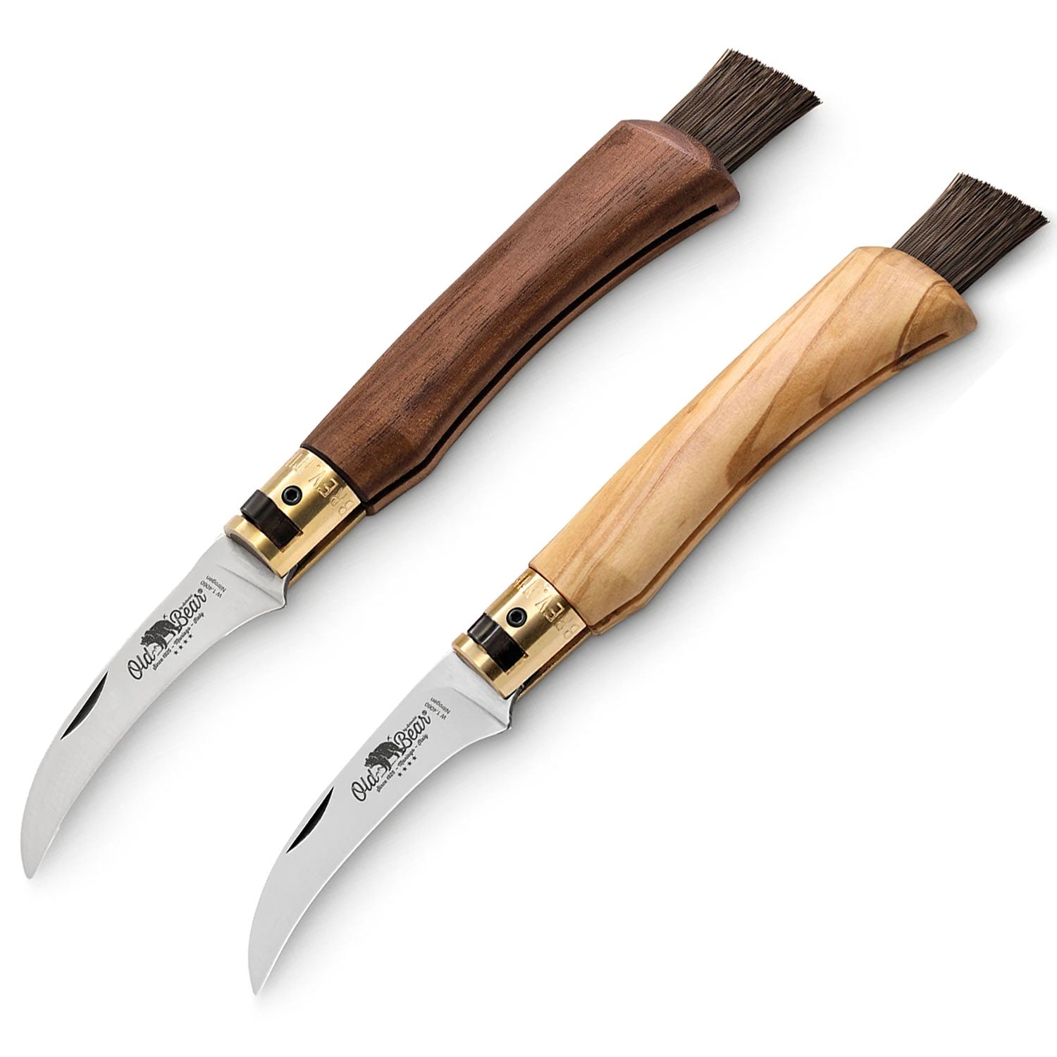 Old Bear Mushroom - Pilzmesser mit Holzgriff und Bürste aus Rosshaar