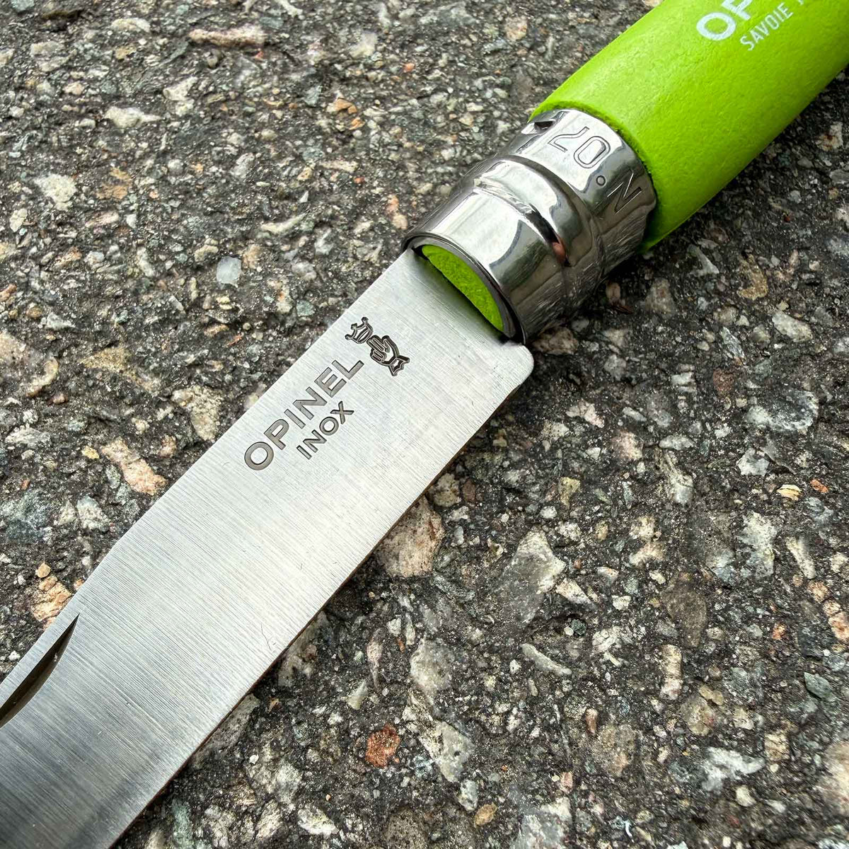 Opinel No 07 Kindermesser mit Rundspitze und Virobloc, Farbe pink – Messeransicht