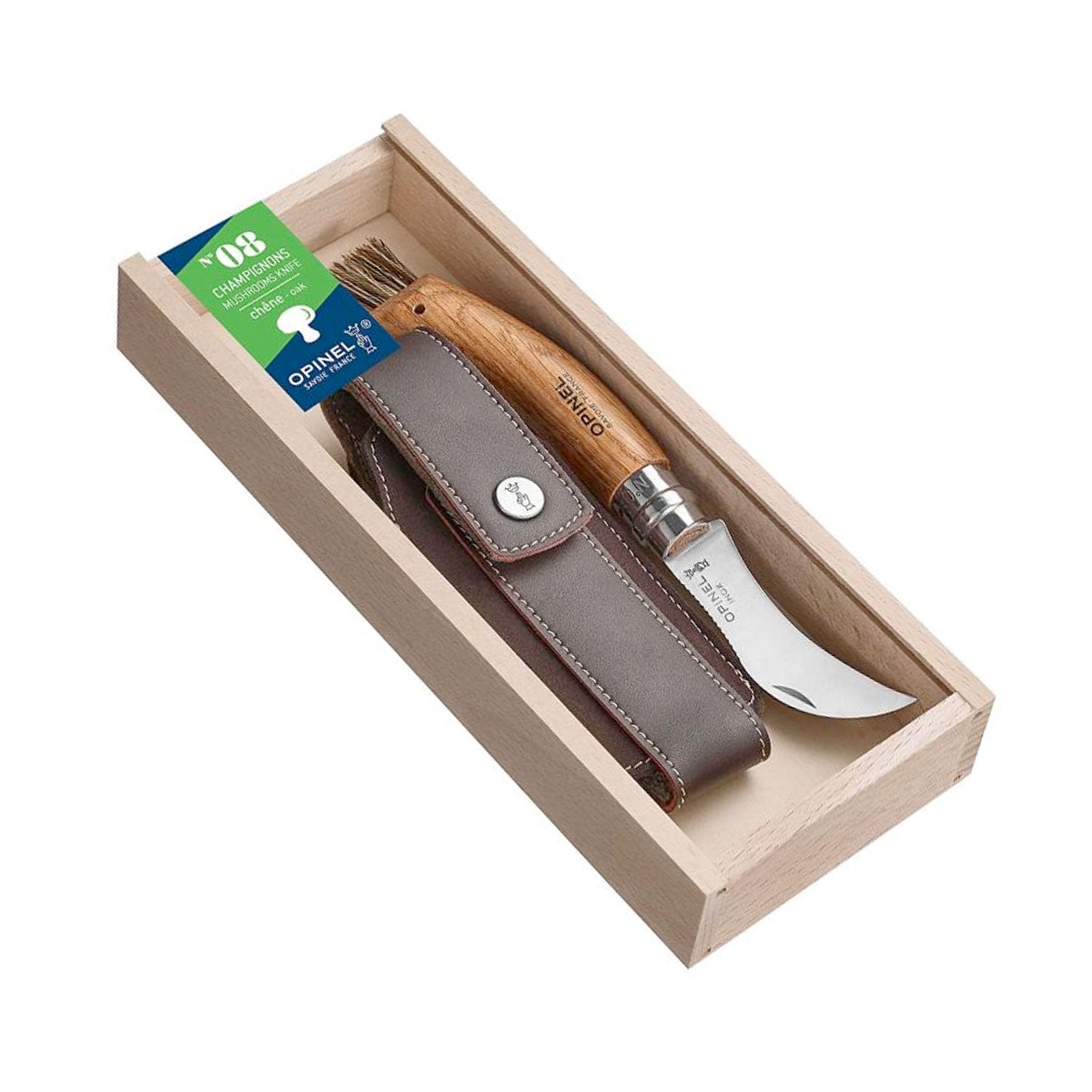 Opinel Pilzmesser No 08 mit Bürste & Etui in der Geschenkbox