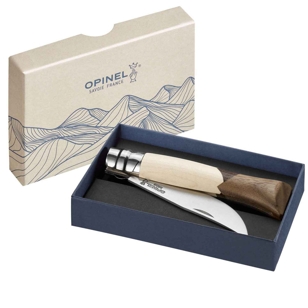 Opinel No 09 Cime – Edles Sammlermesser mit Griff aus 3 Holzarten – Detailansicht