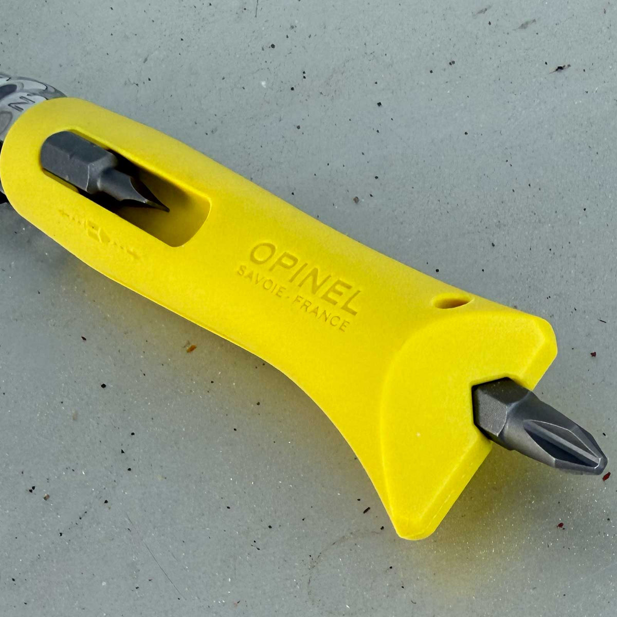 Opinel No 09 DIY Bricolage – Heimwerker Taschenmesser mit Abisolierer und Bits in 2 Farben – Messeransicht