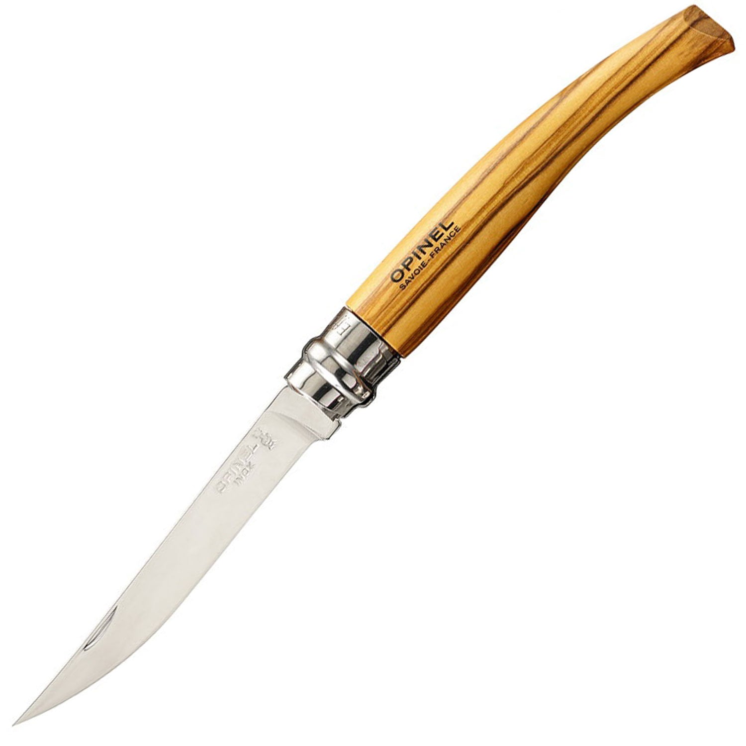 Opinel No. 10 EFFILE – Taschenmesser mit Olivenholzgriff und Etui im Geschenkset – Detailansicht