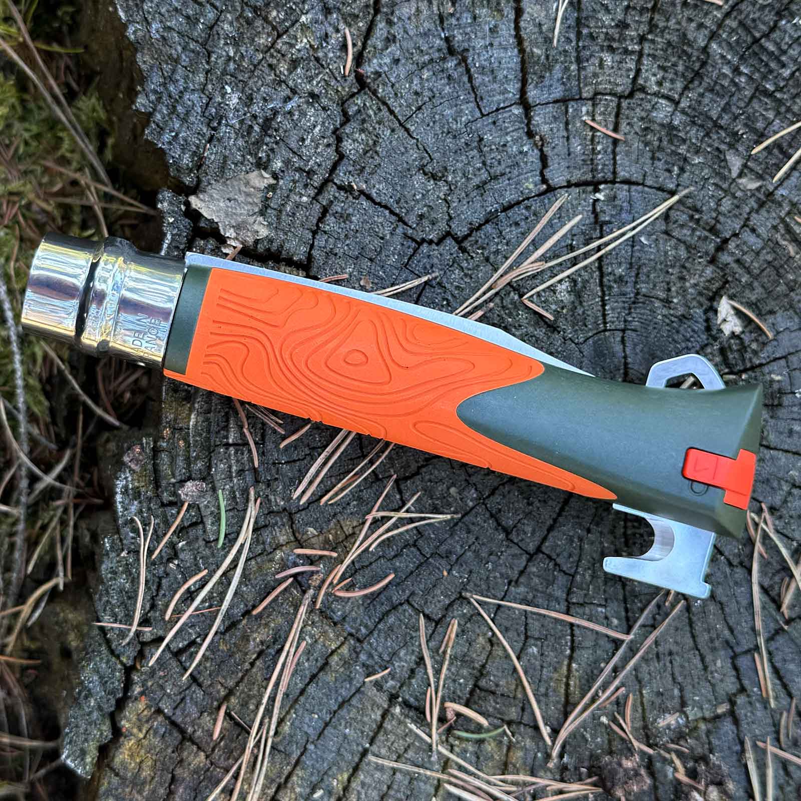 Opinel No 12 EXPLORE - großes Taschenmesser mit Zeckenzange – Farbvariante orange