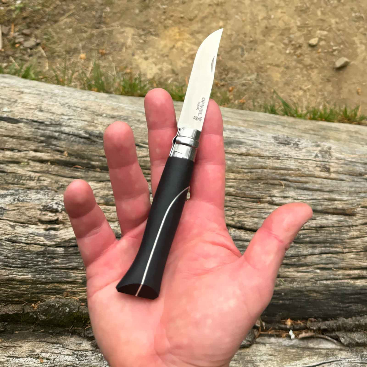 Opinel No 08 Ellipse Ebenholz - französischer Taschenmesser - Größe in der Hand