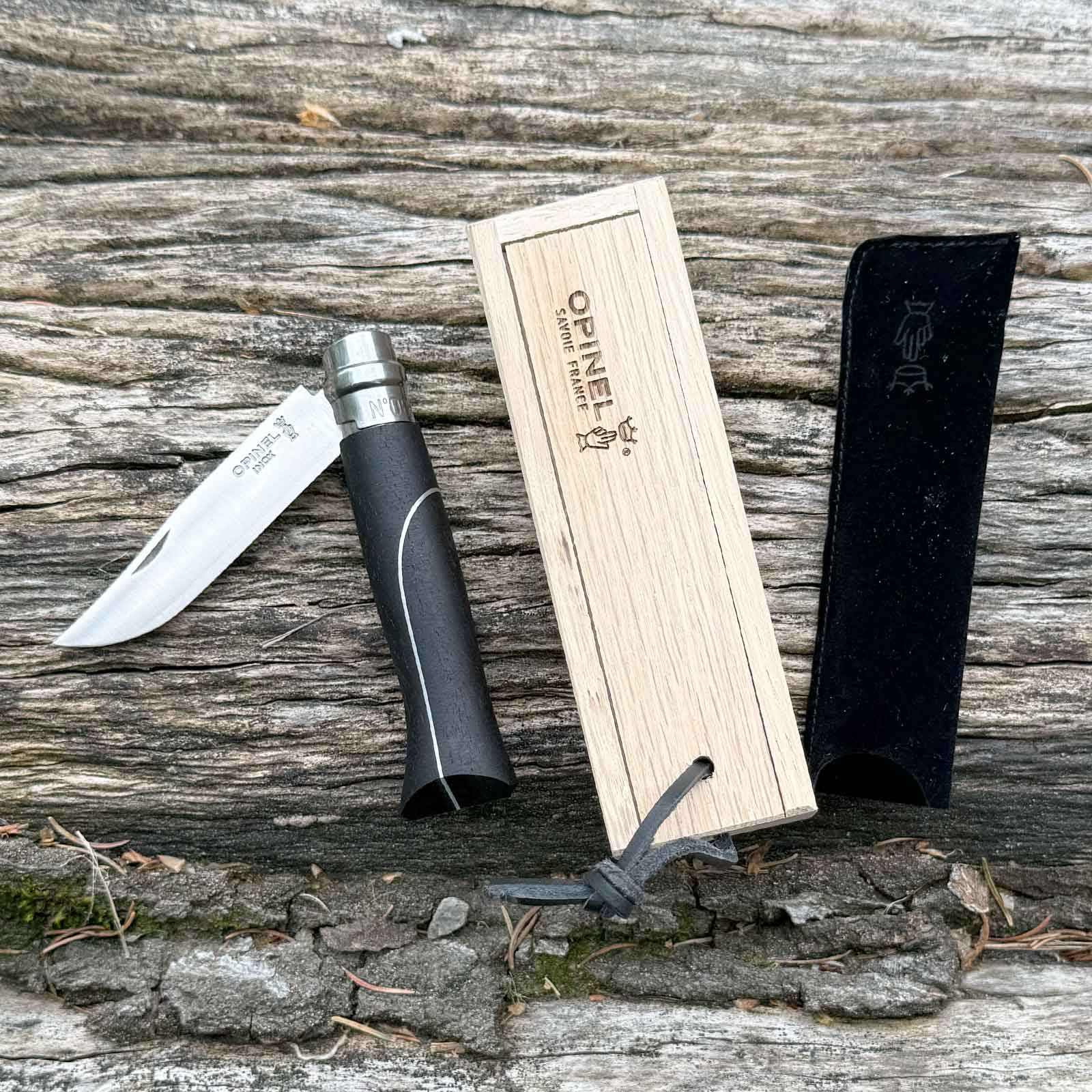 Opinel No 08 Ellipse Ebenholz - französischer Taschenmesser - Detailansicht Lieferumfang