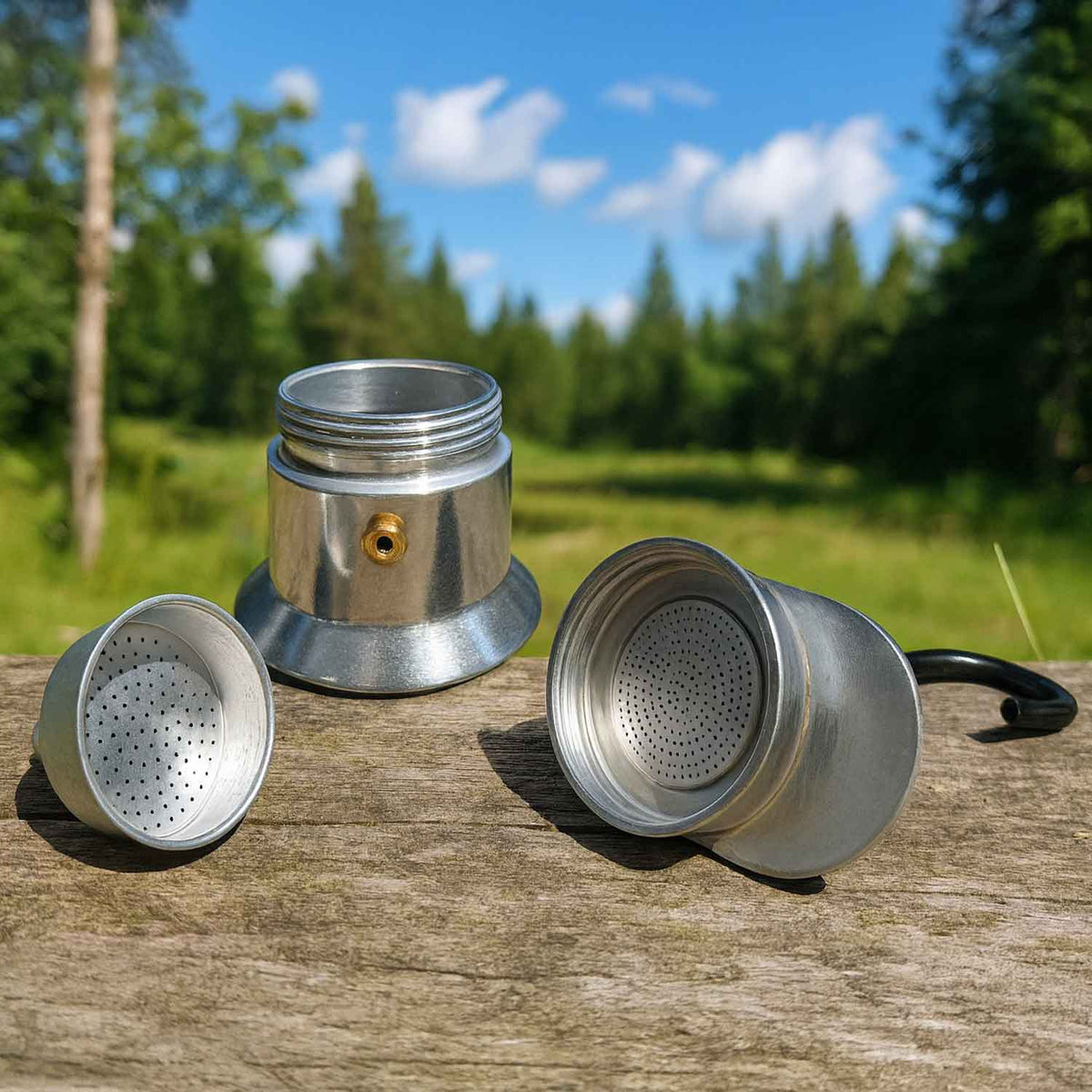 Origin Outdoors Espresso Maker Alu – Mini Espressokocher für Gaskocher & E-Herd – Detailansicht