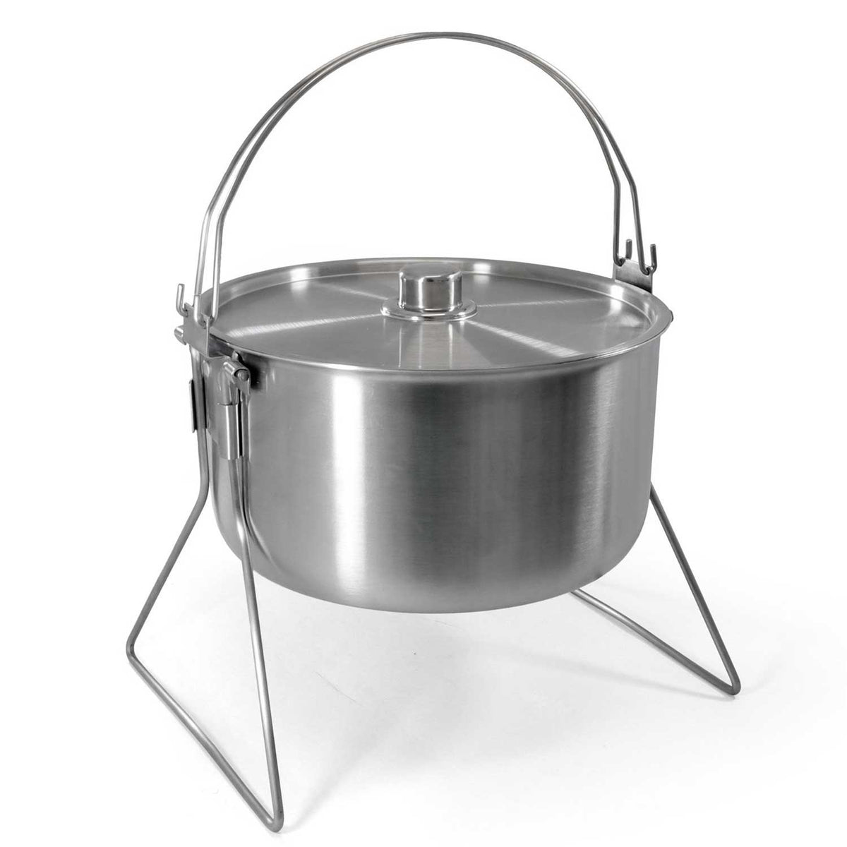 Origin Outdoors Hordentopf – Großer 10 Liter Edelstahl Kochtopf mit Standbeinen – Detailansicht