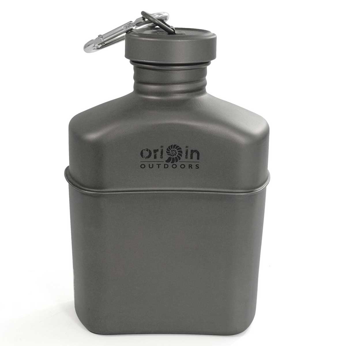 Origin Outdoors Feldflasche 1 L – Titan Trinkflasche mit Camouflage-Tragetasche – Detailansicht