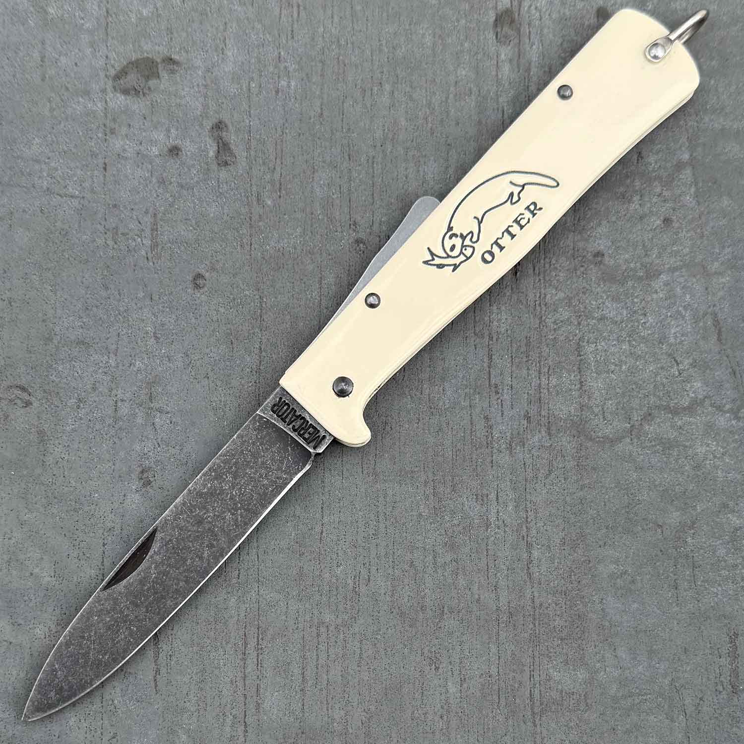 Otter Mercator Creme Taschenmesser stonewashed C75 Stahl (10-126 rg stone) – Detailansicht