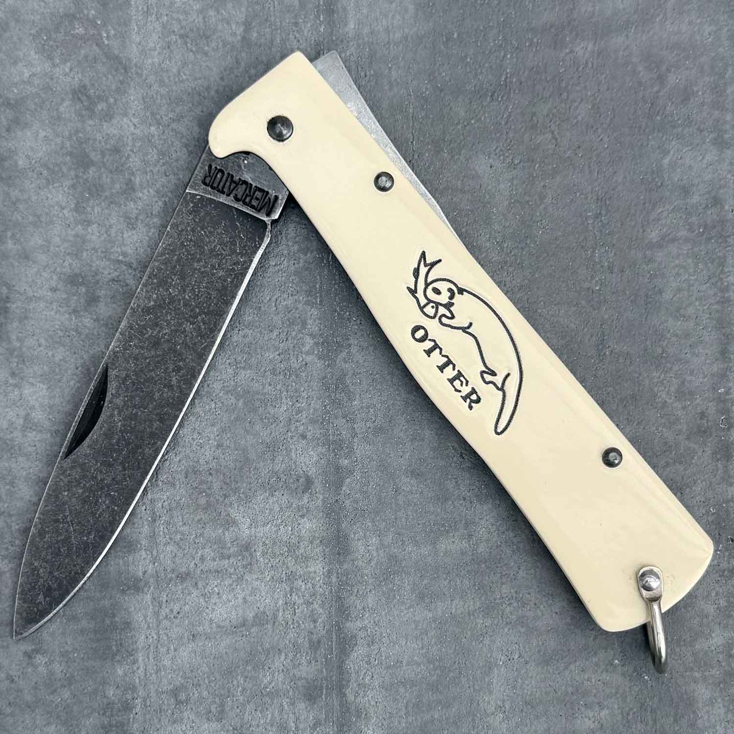 Otter Mercator Creme Taschenmesser stonewashed C75 Stahl (10-126 rg stone) – Detailansicht