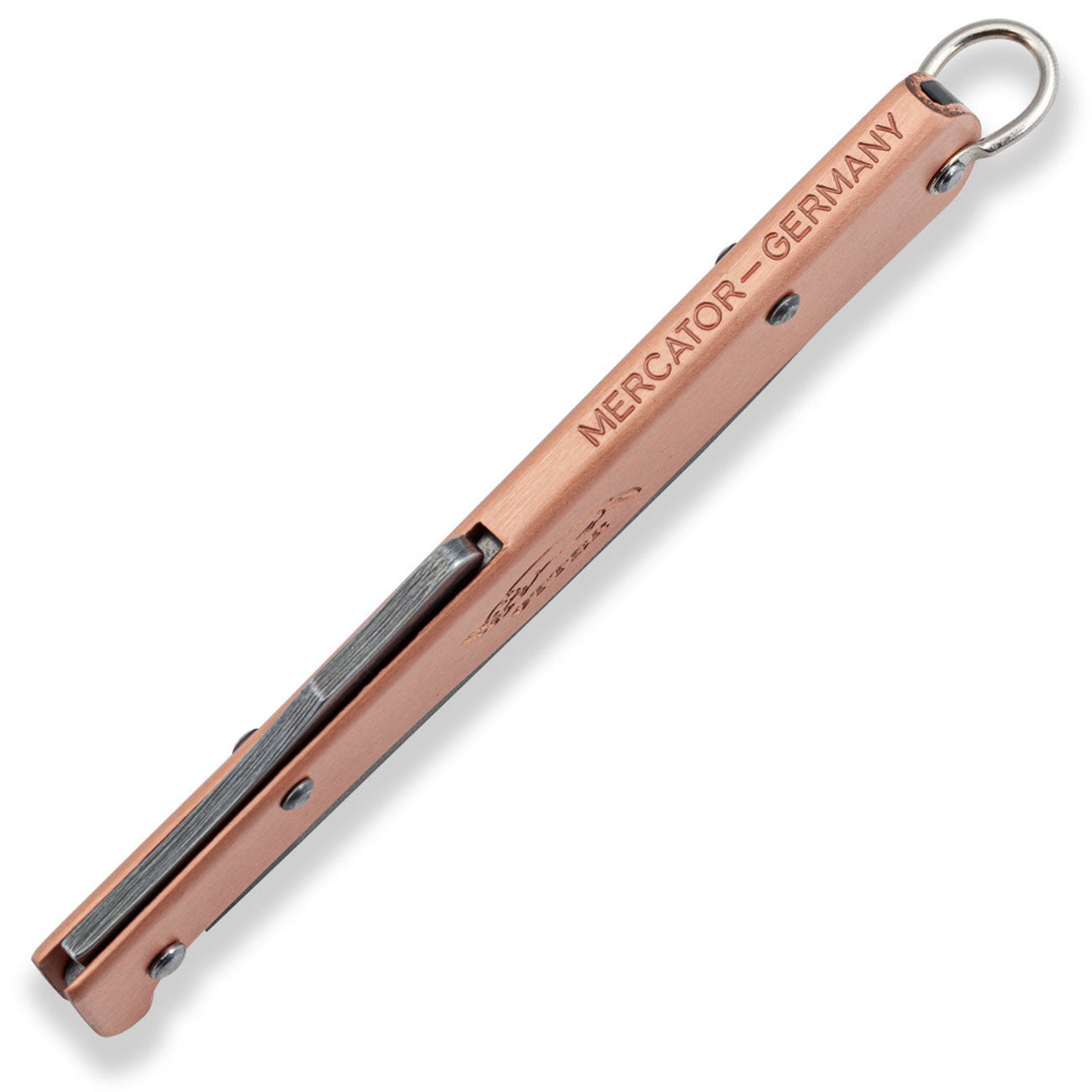 Otter Mercator Kupfer Damastklinge Taschenmesser mit Lederband (10-626 rg D) – Detailansicht