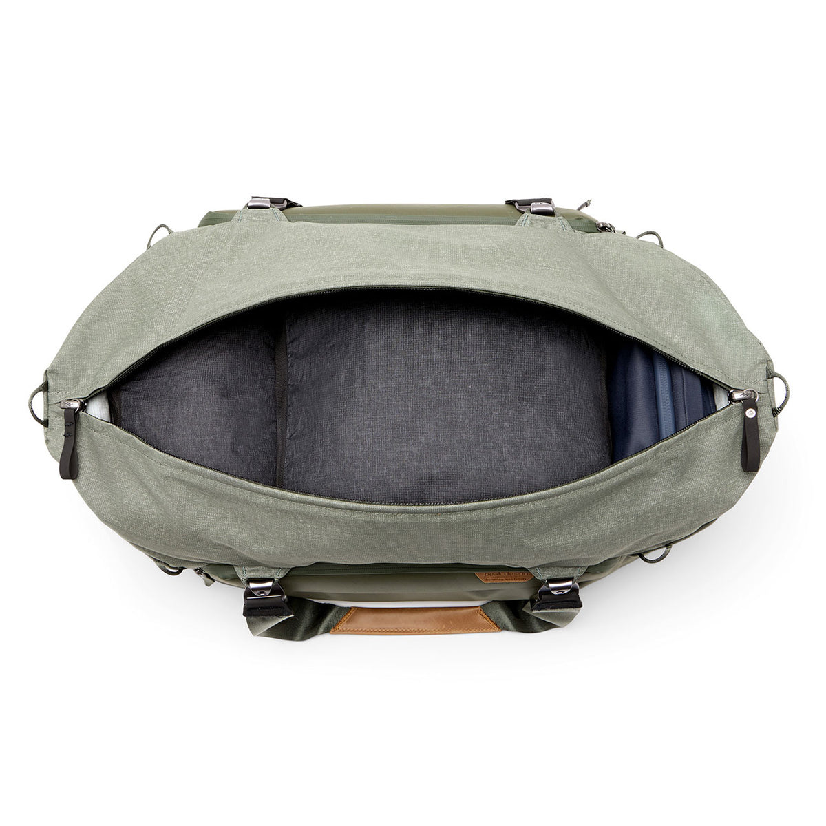 Peak Design Travel Duffel 50 Liter – Salbeigrün einfache Beladung großes Fach