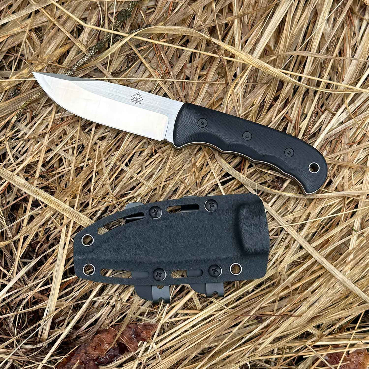 Puma TEC Urban D2 black – Outdoormesser mit Vollerl, D2 Satin, G10, Kydexscheide – Detailansicht