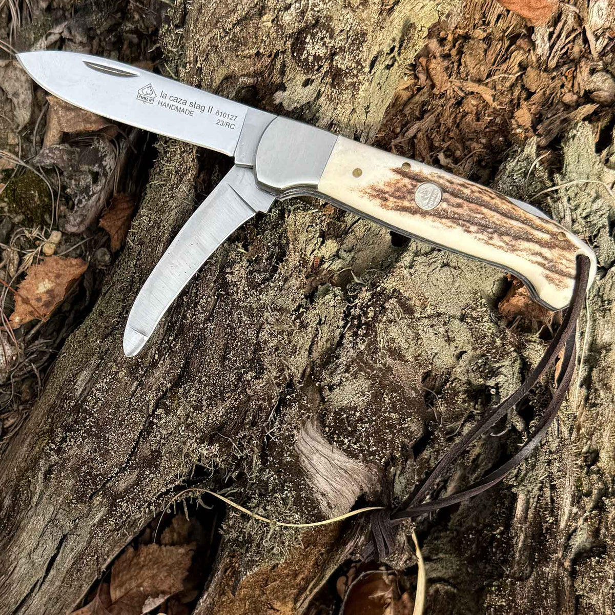 PUMA IP la caza stag II – Jagd-Taschenmesser mit Aufbrechklinge & Hirschhorngriff