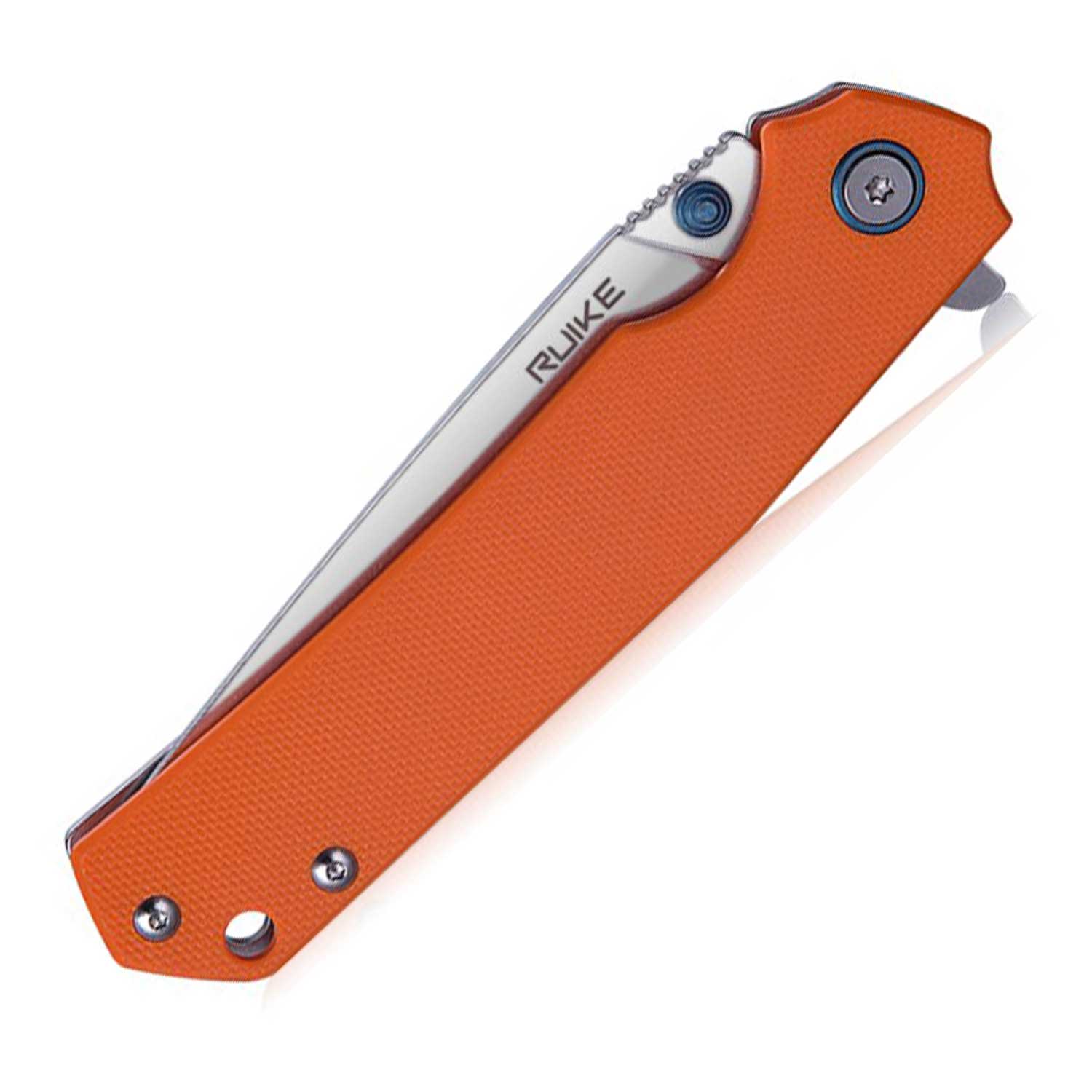 Ruike P801-J Orange – Schlankes Drop-Point Taschenmesser mit Tip-Up Clip – Detailansicht