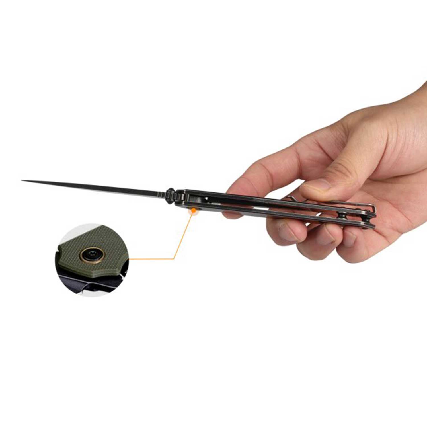 Ruike P801-G Grün – Robustes EDC-Taschenmesser mit Tip-Up Clip – Detailansicht