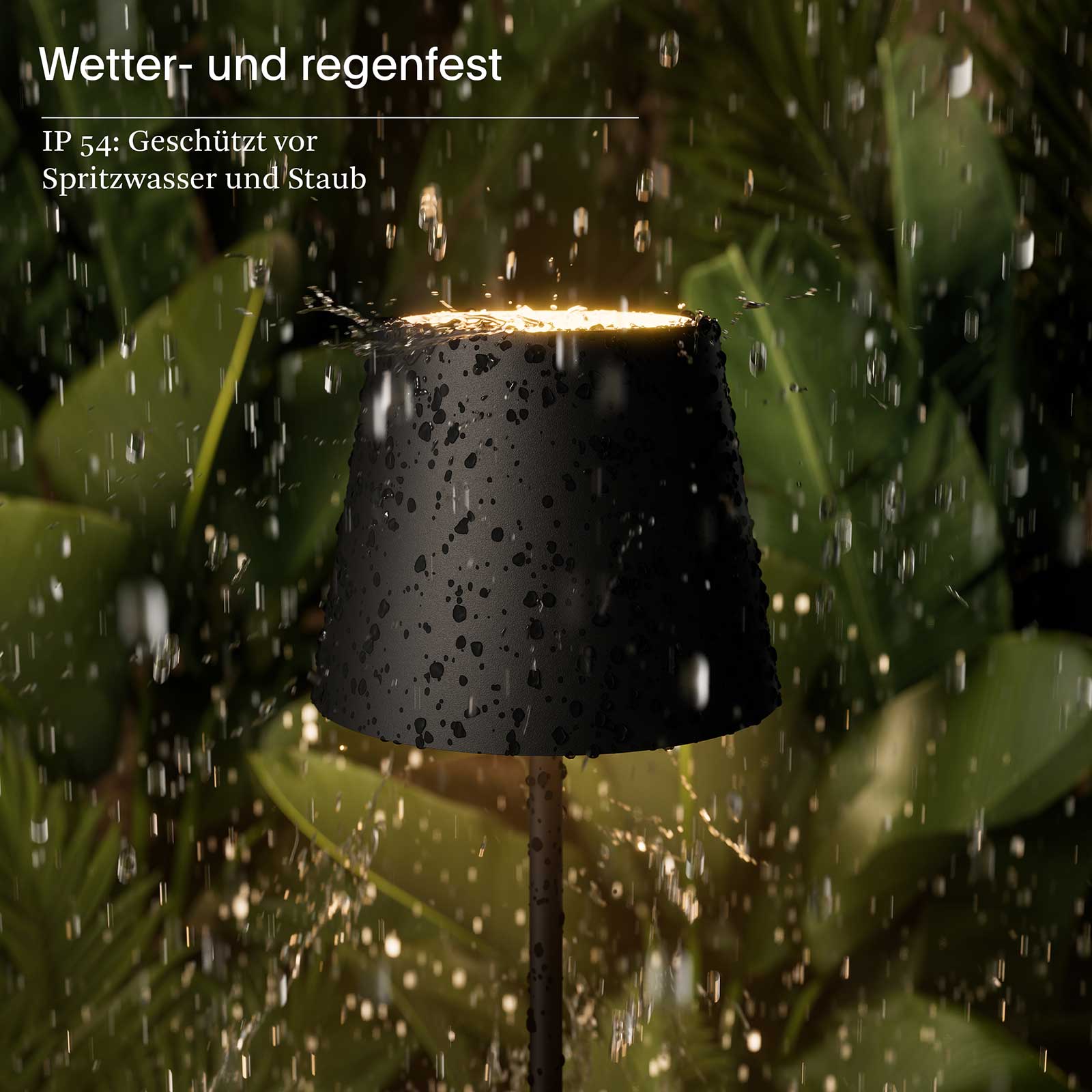 Sigor Nuindie mini – dimmbare Akku-Tischleuchte – Nachtschwarz wetterfeste