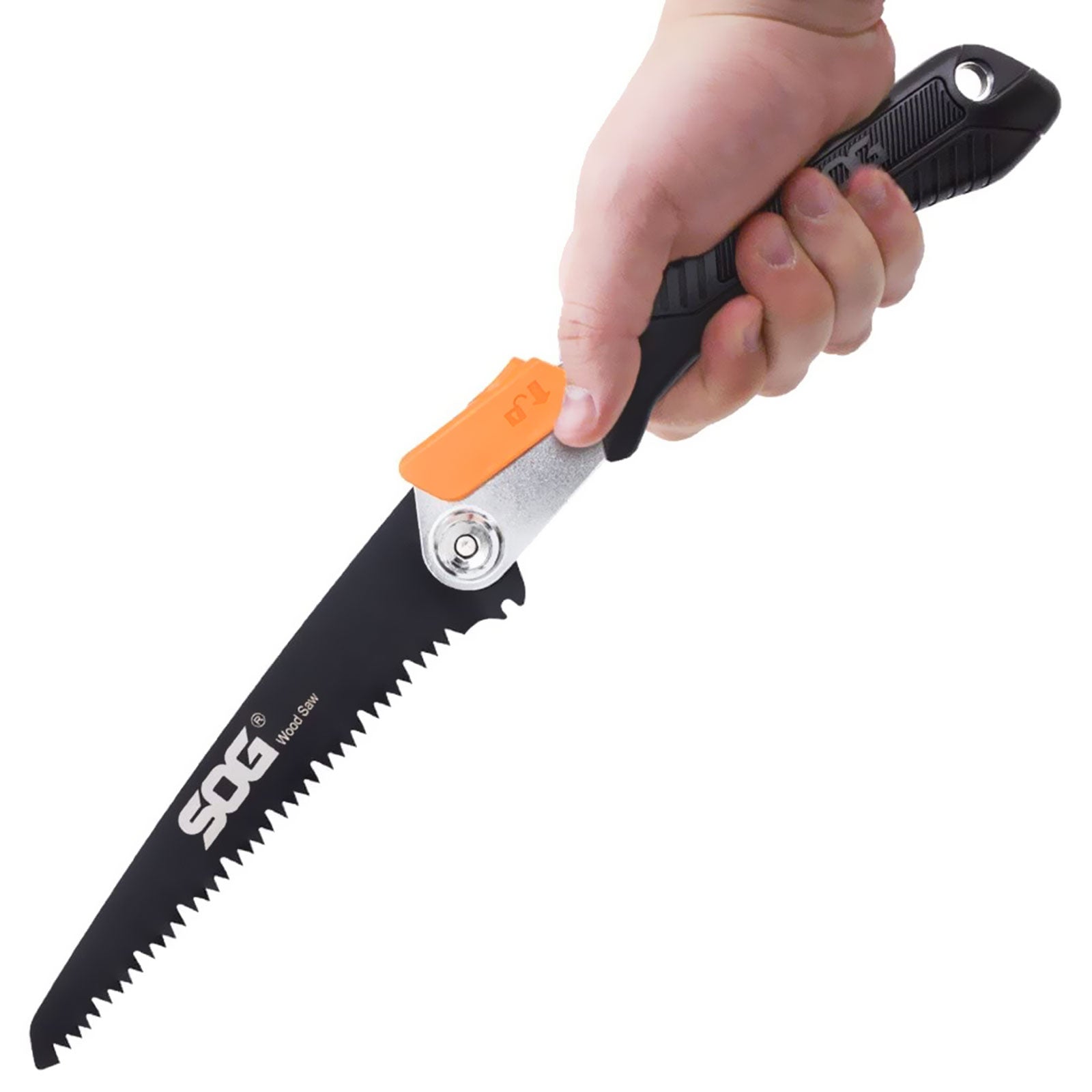 SOG Folding Saw - Outdoor Klappsäge mit Etui – Größenvergleich in der Hand