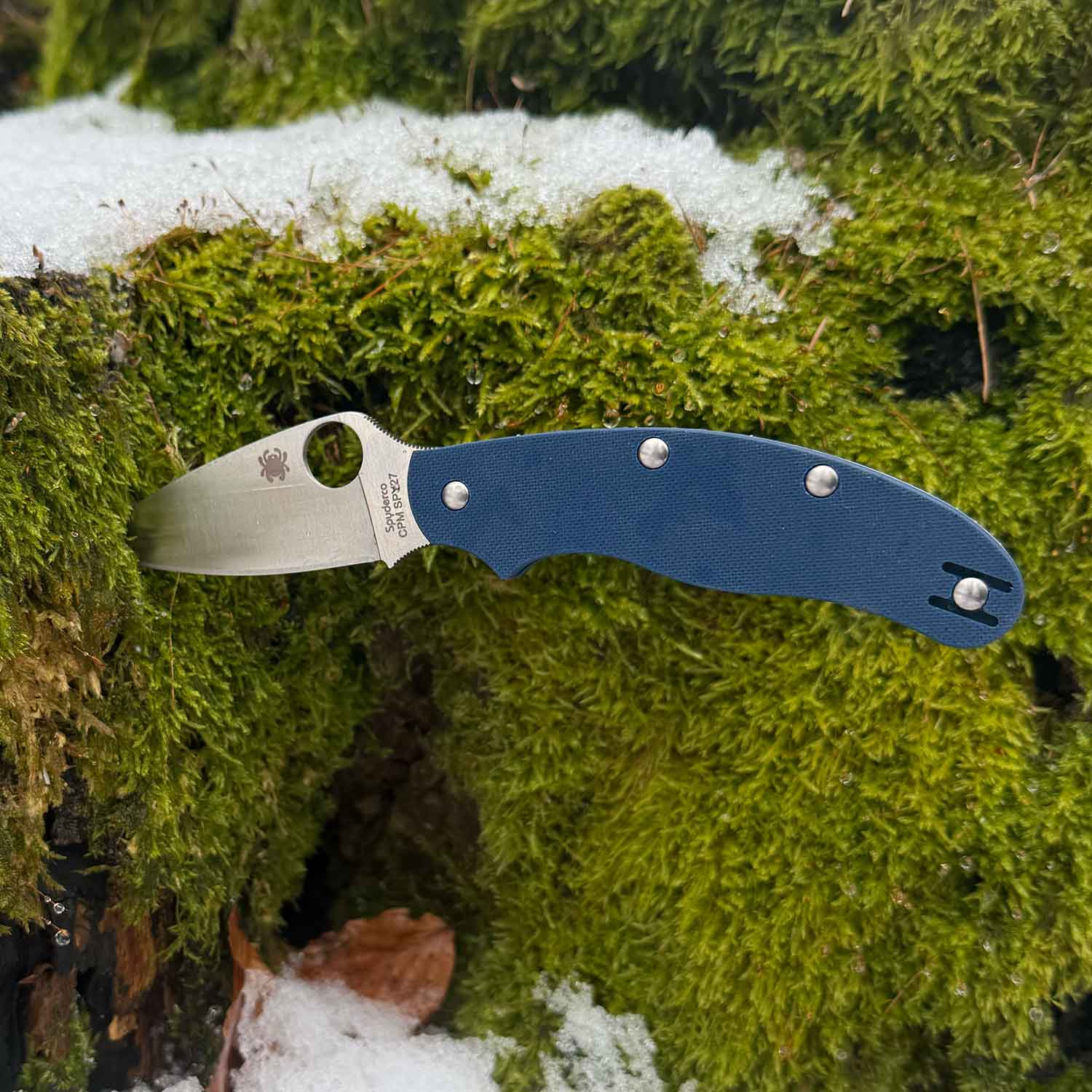 Spyderco UK Penknife Cobalt Blue G10 CPM-SPY27 PlainEdge Taschenmesser mit Clip