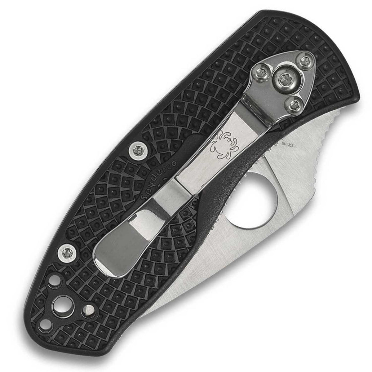 Spyderco Ambitious Lightweight Black PlainEdge - Kompaktes Taschenmesser mit Clip – Detailansicht