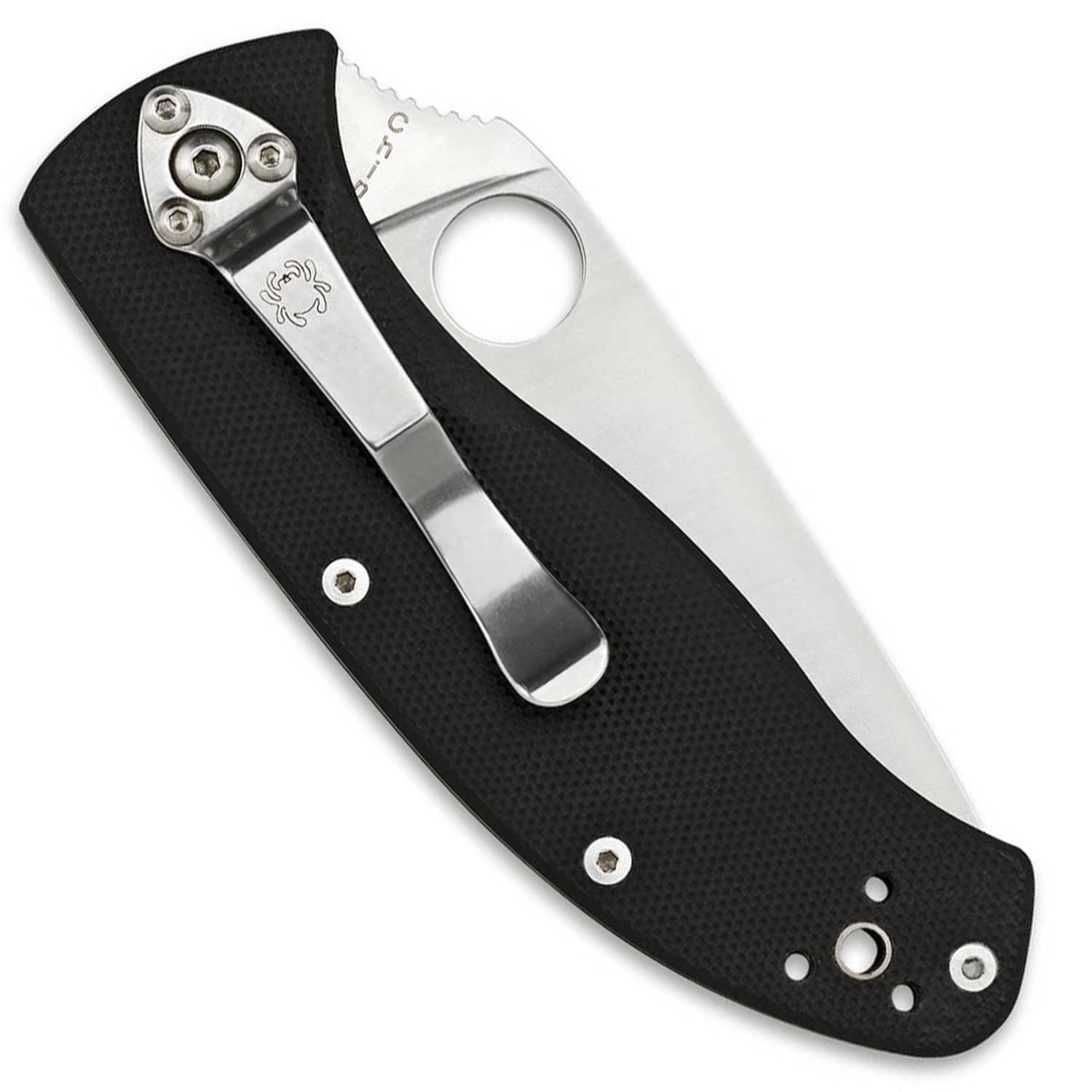 Spyderco Tenacious Satin Plain – Linerlock Taschenmesser mit G10-Griff & Clip – Detailansicht