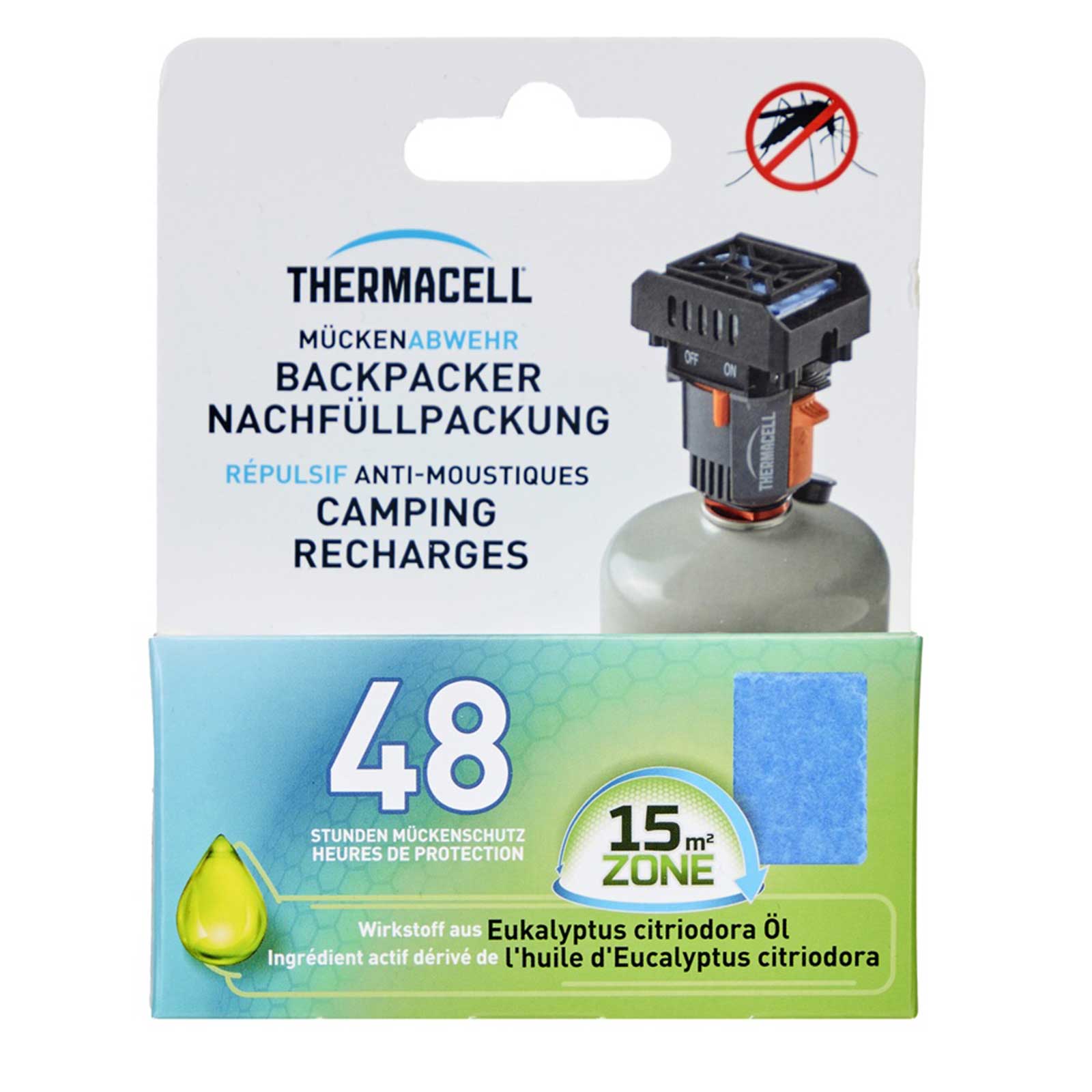 Thermacell M-48 Nachfüllpack mit 12 Wirkstoffplättchen für den MR-BP Backpacker – Rückansicht