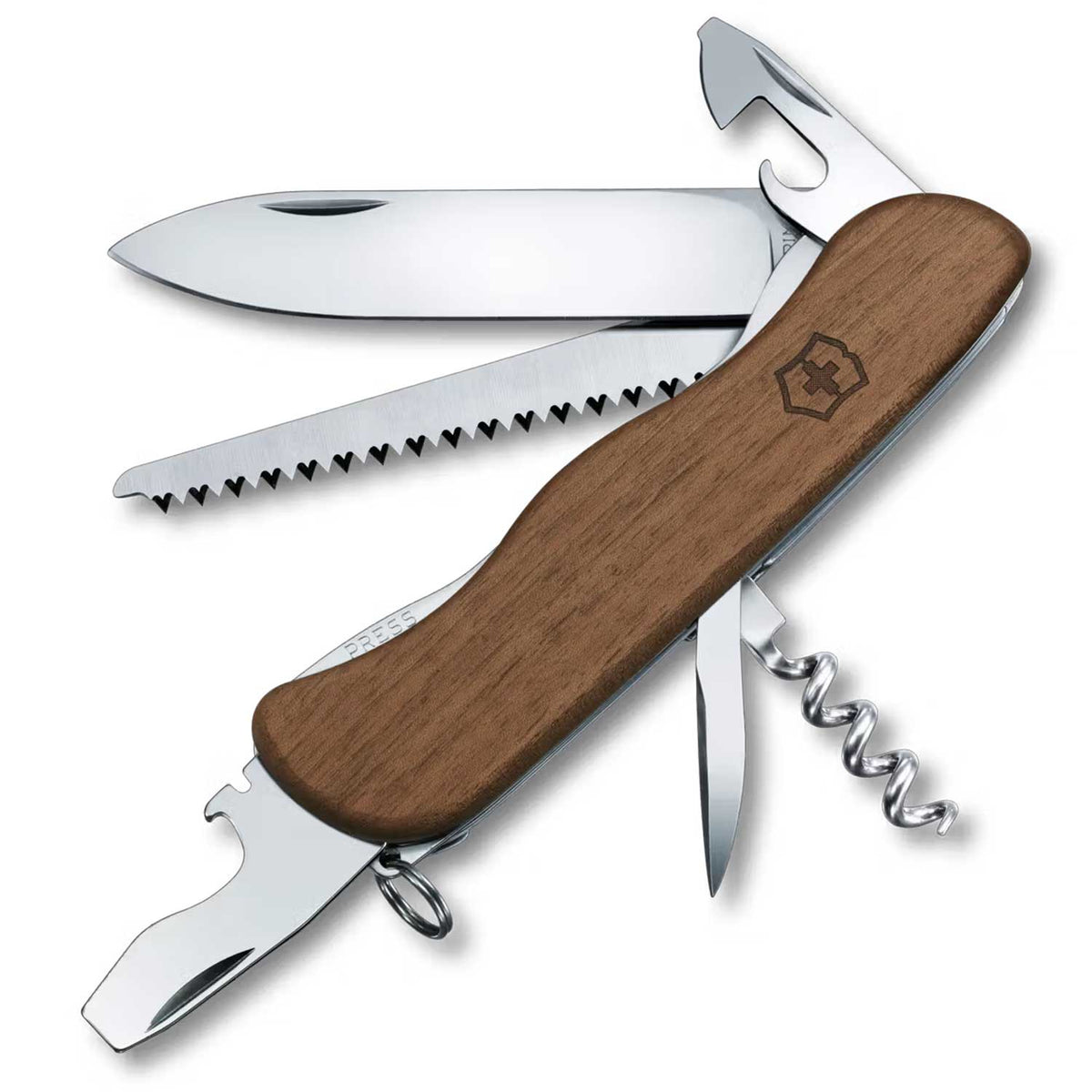 Victorinox Forester Wood – Taschenmesser mit Nussbaumholz und 10 Funktionen – Detailansicht