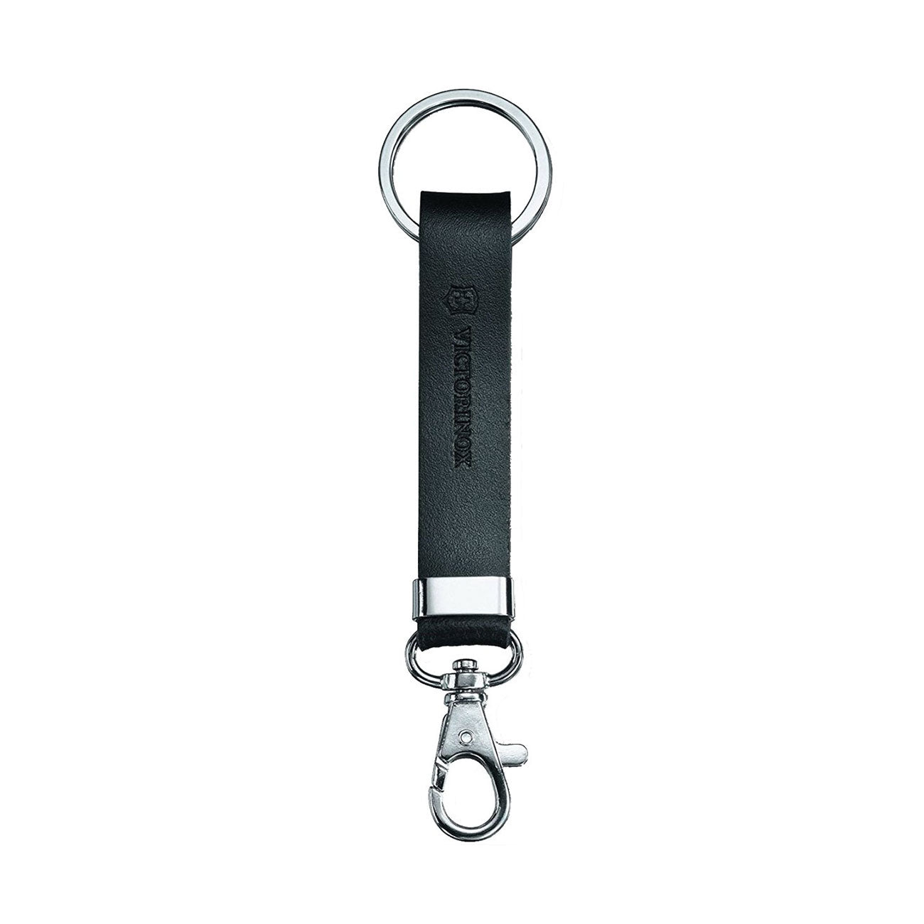 Victorinox Gürtelschlaufe Leder schwarz mit Karabiner und Schlüsselring