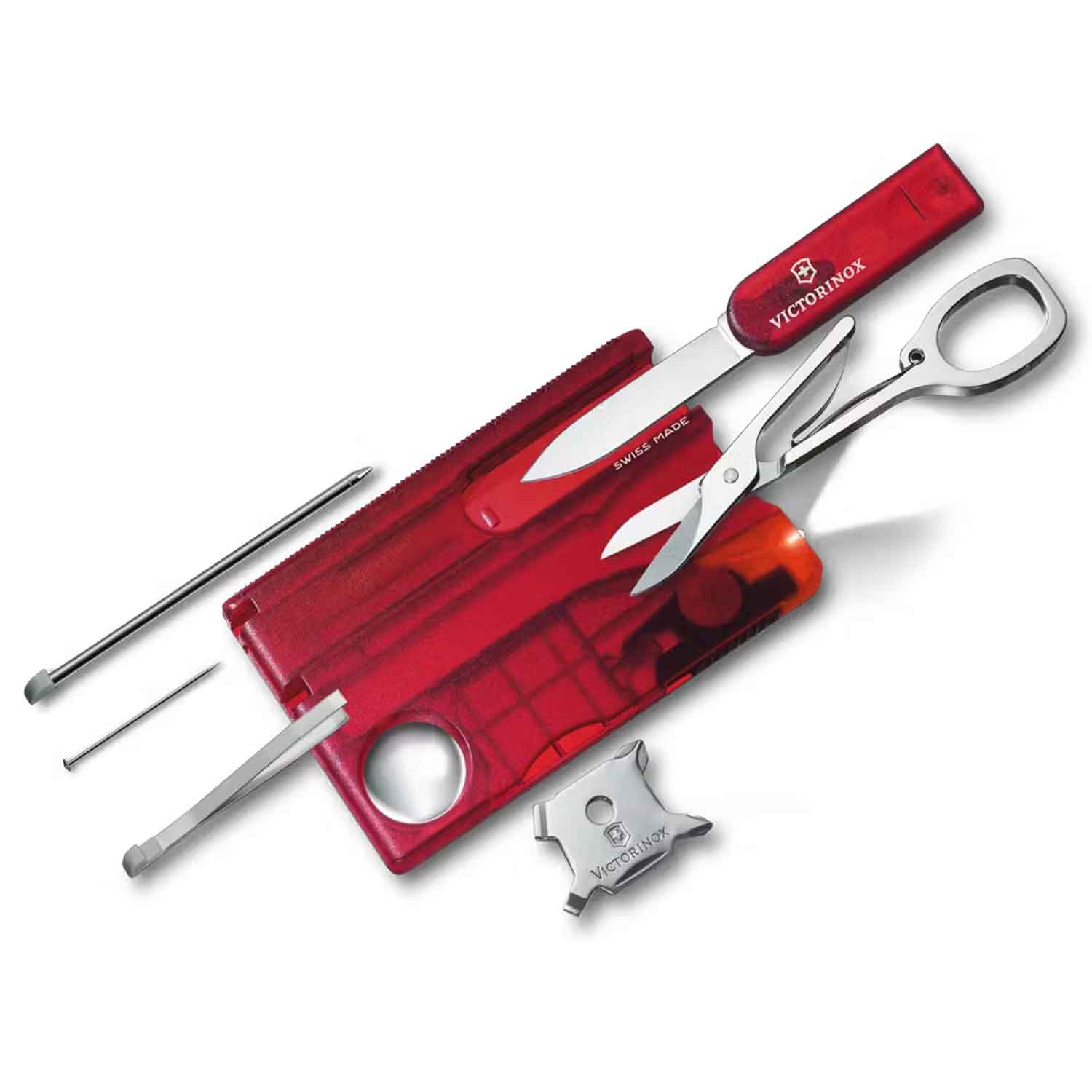Victorinox SwissCard Lite Rot – Ultraflaches 13-in-1 Multitool mit LED 0.7300.T